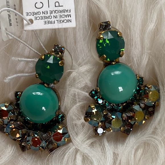 Anthropologie Green Statement Earrings